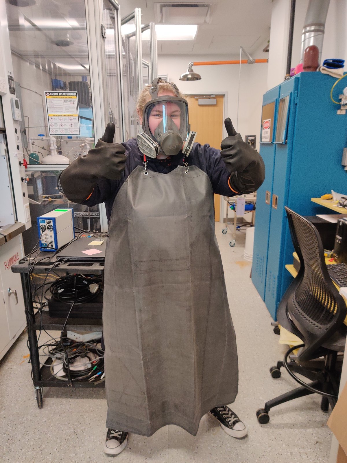 Brooke Bond, Texas A&M University AMPP Student Chapter chair, wearing protective equipment in a laboratory